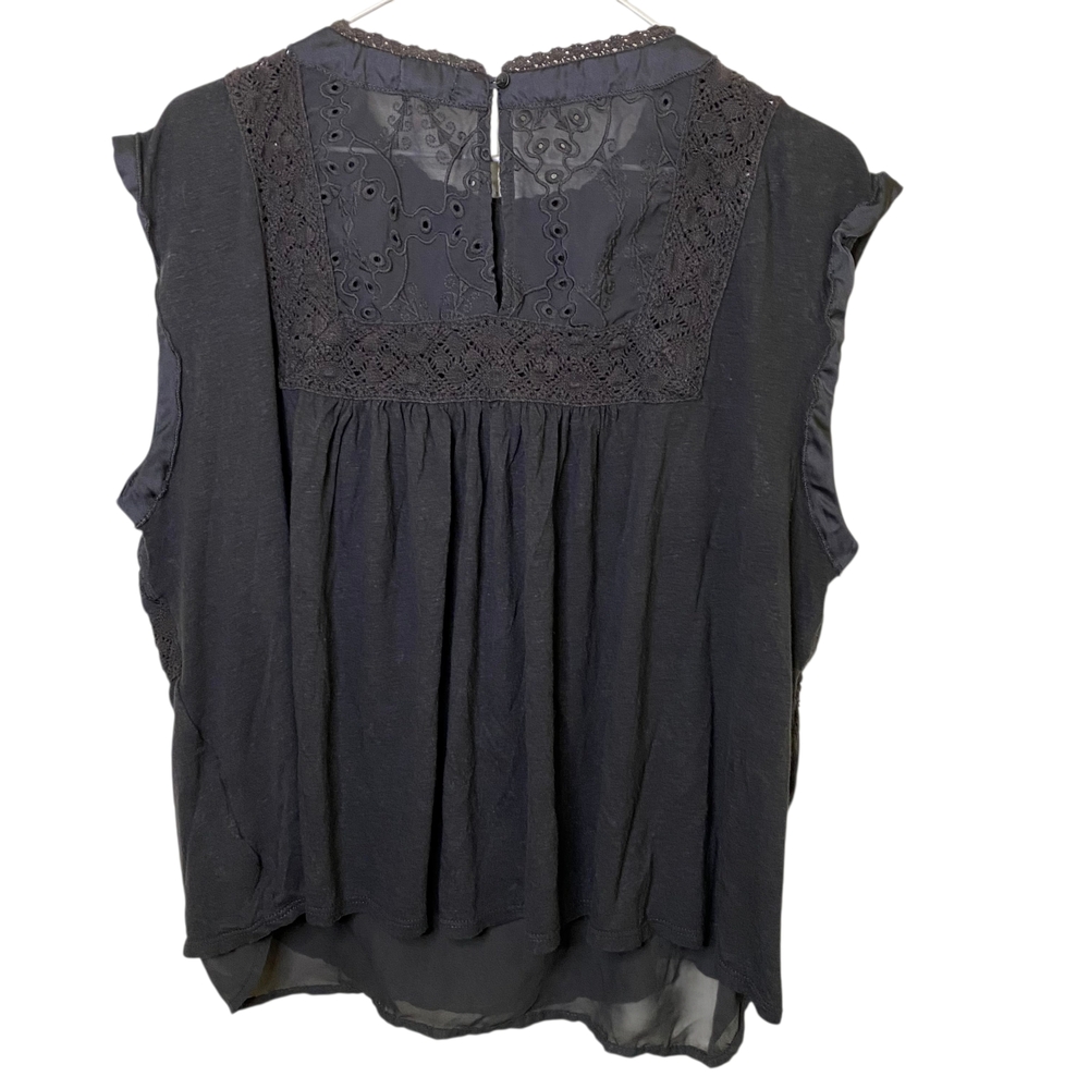 Tiny X Anthropologie Women's Embroidered Eyelet Lace Trim Sleeveless top Size L - Picture 5 of 13